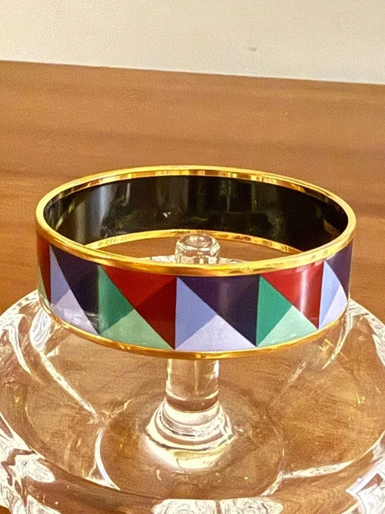 Hermes Clous En Trompe L Oeil ESP Multicolor Bangle Bracelet 65-35mm Gold Plates - Picture 4 of 12